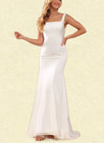 Makayla Trumpet/Mermaid Square Sweep Train Chiffon Lace Wedding Dress UKP0017641