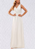 Marianna A-Line V-neck Floor-Length Chiffon Lace Wedding Dress UKP0017643