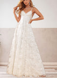 Iris A-Line V-neck Floor-Length Lace Wedding Dress UKP0017645