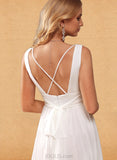 Vicky A-Line V-neck Sweep Train Chiffon Wedding Dress UKP0017646