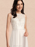 Catalina A-Line Scoop Asymmetrical Chiffon Lace Wedding Dress UKP0017648