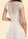 Libby A-Line V-neck Asymmetrical Chiffon Lace Wedding Dress UKP0017650