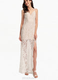 Uerica Sheath/Column V-neck Floor-Length Lace Wedding Dress UKP0017652