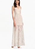 Uerica Sheath/Column V-neck Floor-Length Lace Wedding Dress UKP0017652