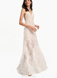 Uerica Sheath/Column V-neck Floor-Length Lace Wedding Dress UKP0017652