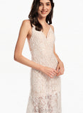 Uerica Sheath/Column V-neck Floor-Length Lace Wedding Dress UKP0017652