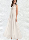 Rachel A-Line Scoop Floor-Length Chiffon Lace Wedding Dress UKP0017653