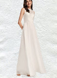 Rachel A-Line Scoop Floor-Length Chiffon Lace Wedding Dress UKP0017653