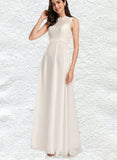 Rachel A-Line Scoop Floor-Length Chiffon Lace Wedding Dress UKP0017653