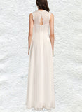 Rachel A-Line Scoop Floor-Length Chiffon Lace Wedding Dress UKP0017653