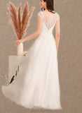 Pru Ball-Gown/Princess Illusion Floor-Length Tulle Lace Wedding Dress UKP0017655