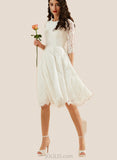 Mayra A-Line Scoop Knee-Length Lace Wedding Dress UKP0017659