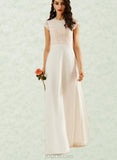 Christina A-Line Scoop Floor-Length Chiffon Lace Wedding Dress UKP0017660