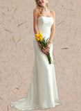 Maribel Trumpet/Mermaid Straight Sweep Train Stretch Crepe Wedding Dress UKP0017668