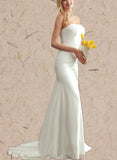 Maribel Trumpet/Mermaid Straight Sweep Train Stretch Crepe Wedding Dress UKP0017668