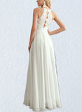 Sienna A-Line Scoop Floor-Length Chiffon Lace Wedding Dress UKP0017669