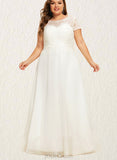 Alissa Scoop Floor-Length Chiffon Lace Wedding Dress With Sequins UKP0017679