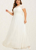 Alissa Scoop Floor-Length Chiffon Lace Wedding Dress With Sequins UKP0017679