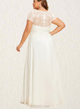 Alissa Scoop Floor-Length Chiffon Lace Wedding Dress With Sequins UKP0017679