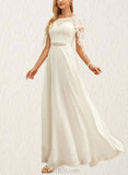 Alissa Scoop Floor-Length Chiffon Lace Wedding Dress With Sequins UKP0017679