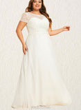 Alissa Scoop Floor-Length Chiffon Lace Wedding Dress With Sequins UKP0017679