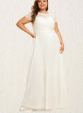 Alissa Scoop Floor-Length Chiffon Lace Wedding Dress With Sequins UKP0017679