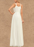 Alisa A-Line Scoop Floor-Length Chiffon Wedding Dress UKP0017680