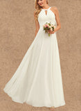 Alisa A-Line Scoop Floor-Length Chiffon Wedding Dress UKP0017680