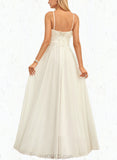 Charlotte A-Line Scoop Floor-Length Chiffon Lace Wedding Dress UKP0017681