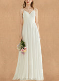 Jaylah A-Line V-neck Floor-Length Chiffon Wedding Dress UKP0017682