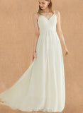 Jaylah A-Line V-neck Floor-Length Chiffon Wedding Dress UKP0017682