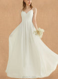 Jaylah A-Line V-neck Floor-Length Chiffon Wedding Dress UKP0017682