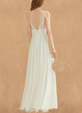 Jaylah A-Line V-neck Floor-Length Chiffon Wedding Dress UKP0017682