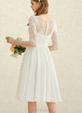 Genesis A-Line Scoop Knee-Length Chiffon Lace Wedding Dress With Sequins UKP0017683