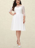 Genesis A-Line Scoop Knee-Length Chiffon Lace Wedding Dress With Sequins UKP0017683