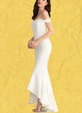 Kayley Trumpet/Mermaid Off-the-Shoulder Asymmetrical Wedding Dress With Cascading Ruffles UKP0017693