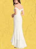 Kayley Trumpet/Mermaid Off-the-Shoulder Asymmetrical Wedding Dress With Cascading Ruffles UKP0017693