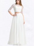 Evangeline A-Line Floor-Length Tulle Lace Wedding Dress UKP0017707