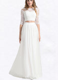 Evangeline A-Line Floor-Length Tulle Lace Wedding Dress UKP0017707