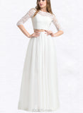 Evangeline A-Line Floor-Length Tulle Lace Wedding Dress UKP0017707