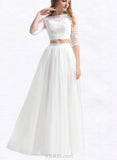 Evangeline A-Line Floor-Length Tulle Lace Wedding Dress UKP0017707