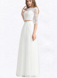 Evangeline A-Line Floor-Length Tulle Lace Wedding Dress UKP0017707