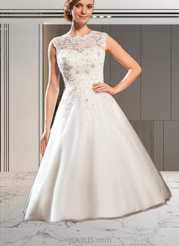 Luna Ball-Gown/Princess Tea-Length Tulle Lace Wedding Dress With Beading Sequins UKP0017709