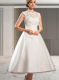 Luna Ball-Gown/Princess Tea-Length Tulle Lace Wedding Dress With Beading Sequins UKP0017709