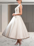 Luna Ball-Gown/Princess Tea-Length Tulle Lace Wedding Dress With Beading Sequins UKP0017709