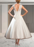 Luna Ball-Gown/Princess Tea-Length Tulle Lace Wedding Dress With Beading Sequins UKP0017709