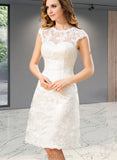 Charlee A-Line Knee-Length Satin Lace Wedding Dress UKP0017710