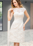 Charlee A-Line Knee-Length Satin Lace Wedding Dress UKP0017710