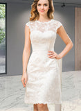 Charlee A-Line Knee-Length Satin Lace Wedding Dress UKP0017710