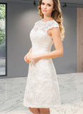 Charlee A-Line Knee-Length Satin Lace Wedding Dress UKP0017710